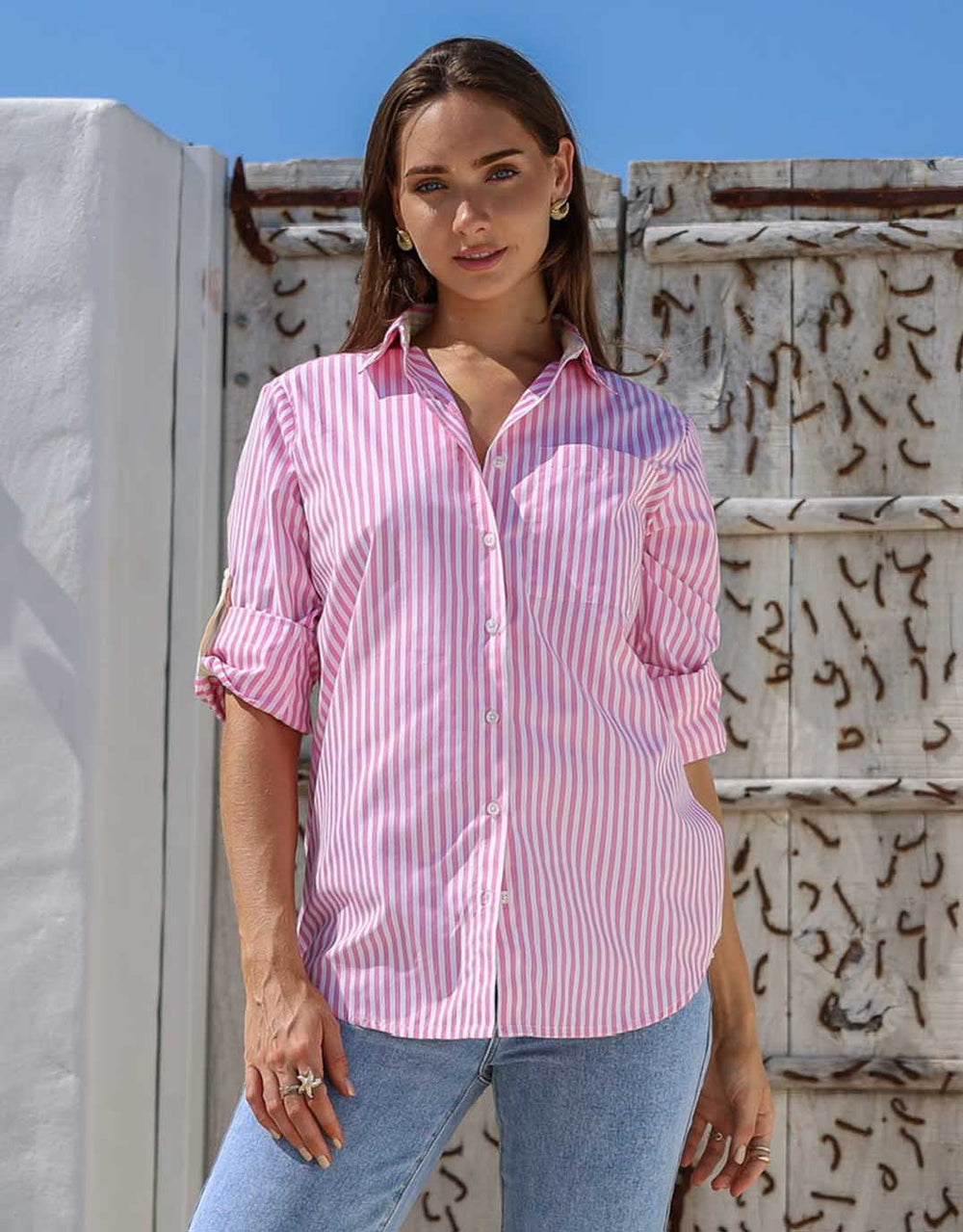 トップス MY WEAKNESS Amalfi Stripe Shirt Amalfi Stripe Shirt - Pink/White 132 Fashion for Sale Online New