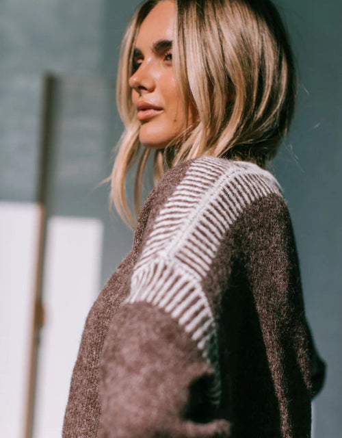 Billie Contrast Stitch Cardigan - Chocolate