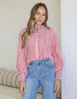 Elara Blouse - Red/White Stripe