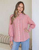 Elara Blouse - Red/White Stripe