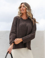 Maisie Hi-Low Knit - Chocolate