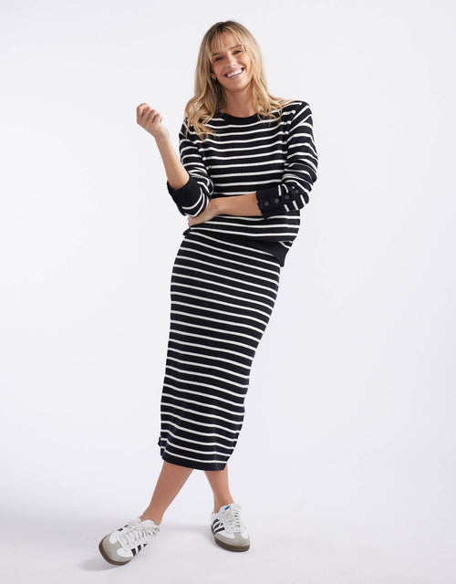 132-fashion-mari-button-cuff-knit-black-white-stripe-womens-clothing