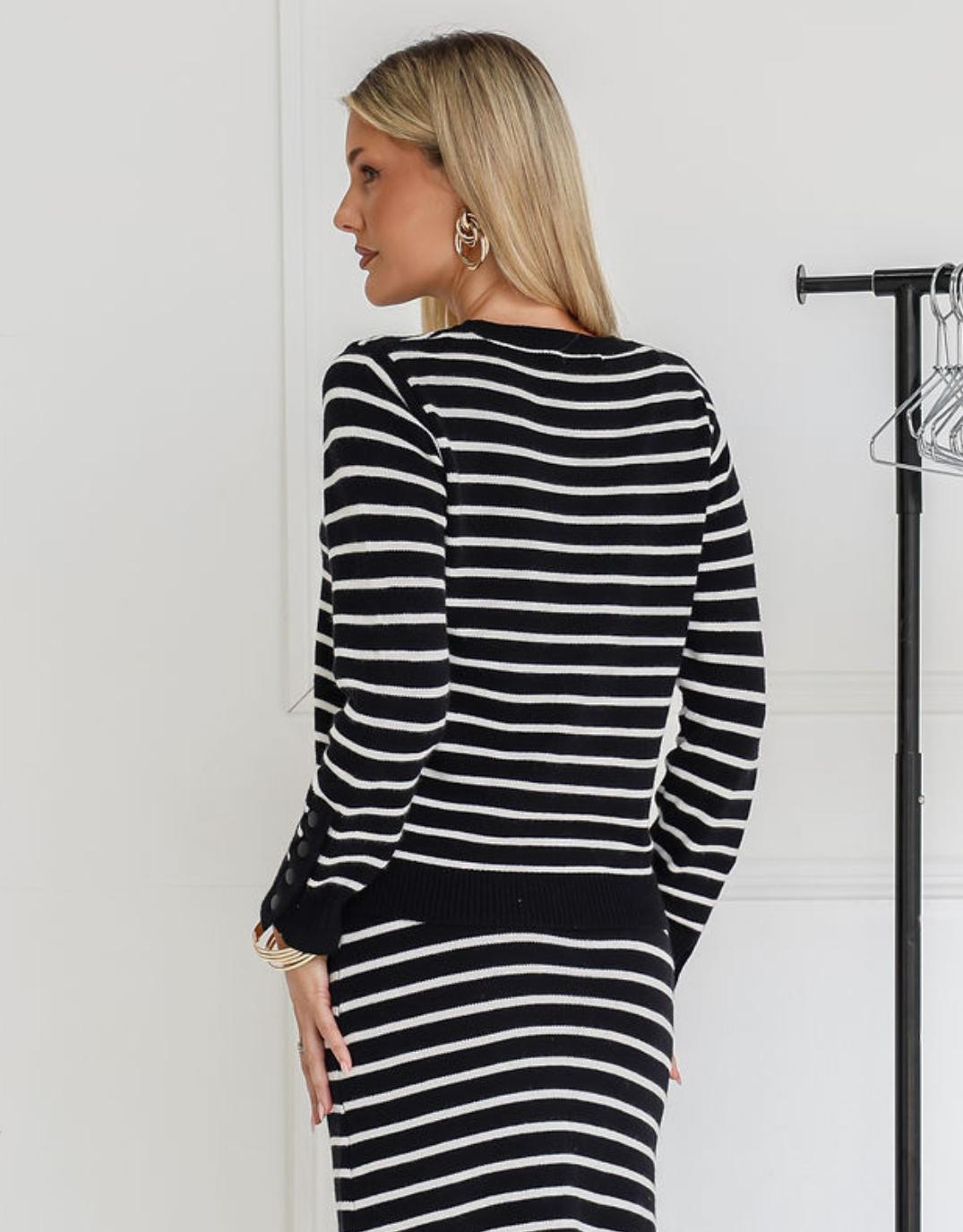 132-fashion-mari-button-cuff-knit-black-white-stripe-womens-clothing