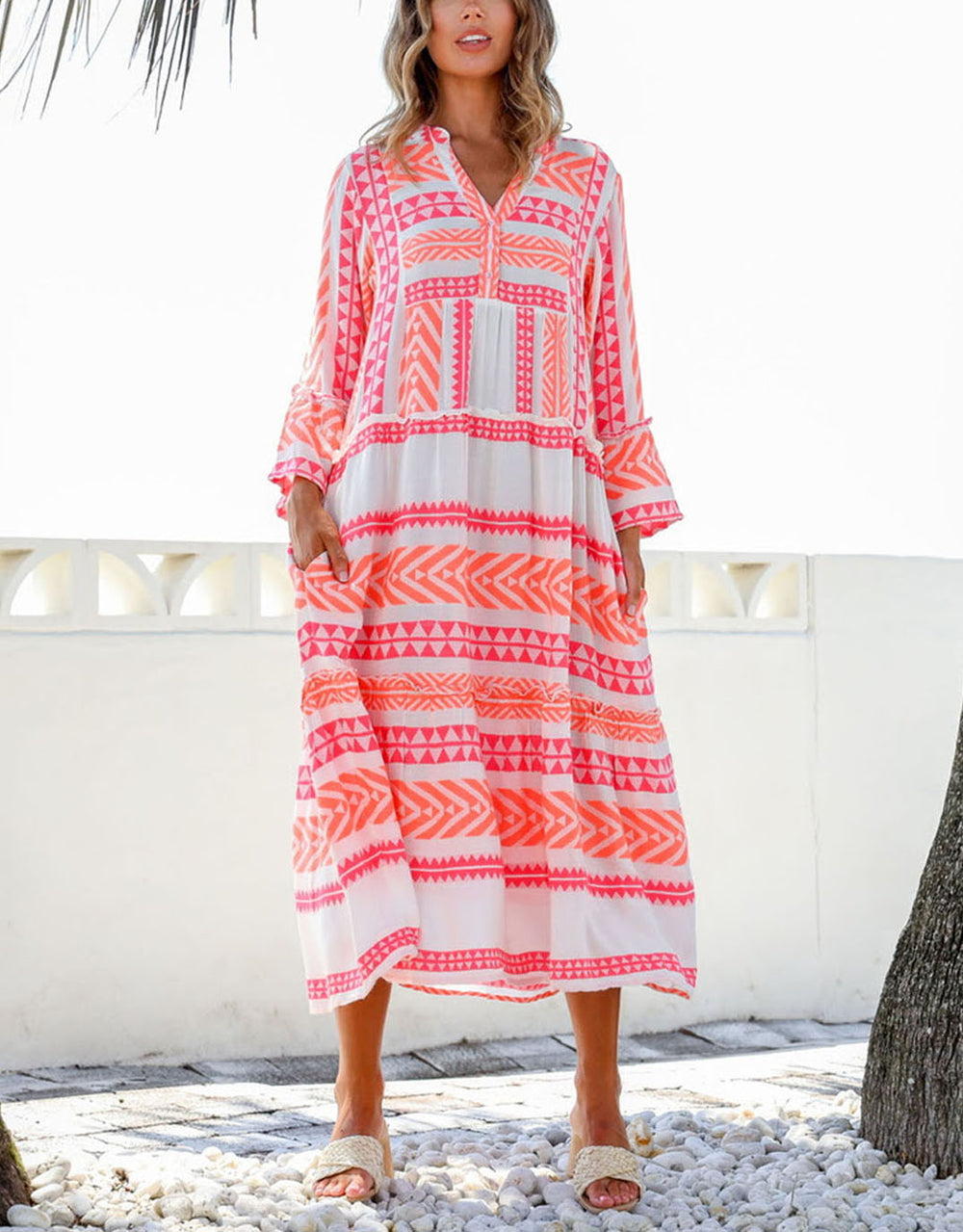 132-fashion-mediterranean-midi-dress-pink-orange-womens-clothing