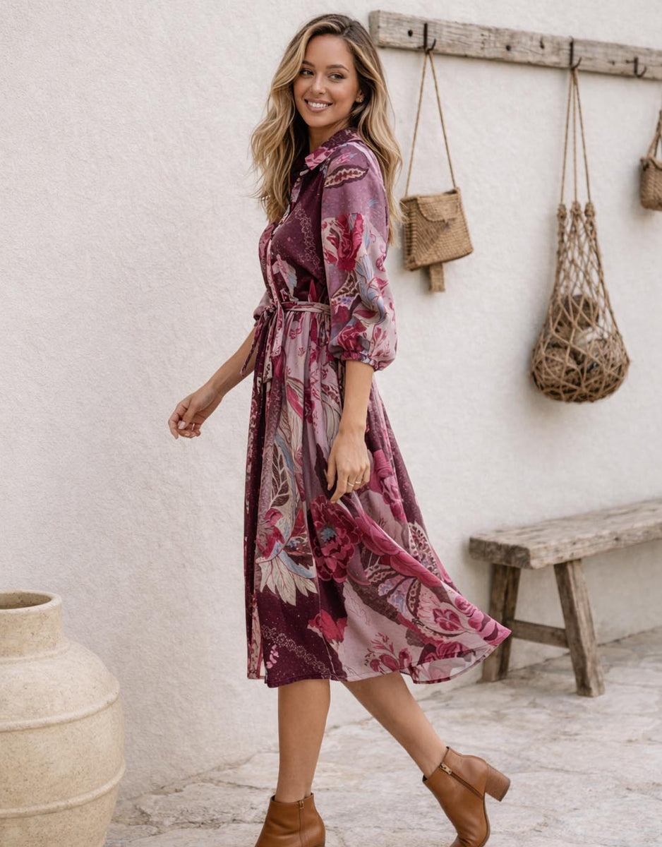 Buy St Tropez Dress - Berry Multi 132 Fashion for Sale Online New ...