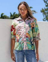 132-fashion-st-tropez-short-sleeve-shirt-pink-green-multi-womens-clothing