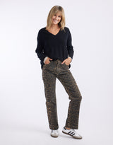 Stretch Straight Leg Jean - Leopard Print