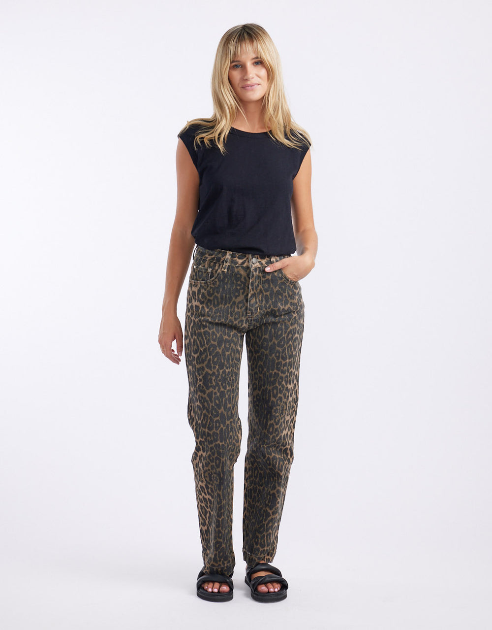 Stretch Straight Leg Jean - Leopard Print