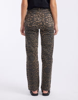 Stretch Straight Leg Jean - Leopard Print