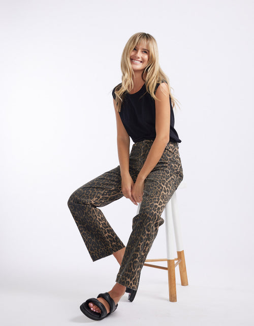 Stretch Straight Leg Jean - Leopard Print