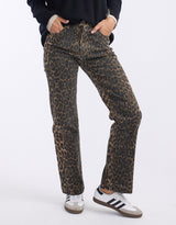 Stretch Straight Leg Jean - Leopard Print