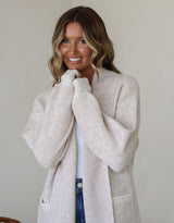 Vera Blanket Stitch Coatigan - Latte