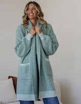 Vera Blanket Stitch Coatigan - Sage