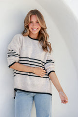 Dana Contrast Stripe Knit - Natural/Black