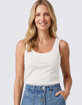Talia Contrast Tank - Cream/White