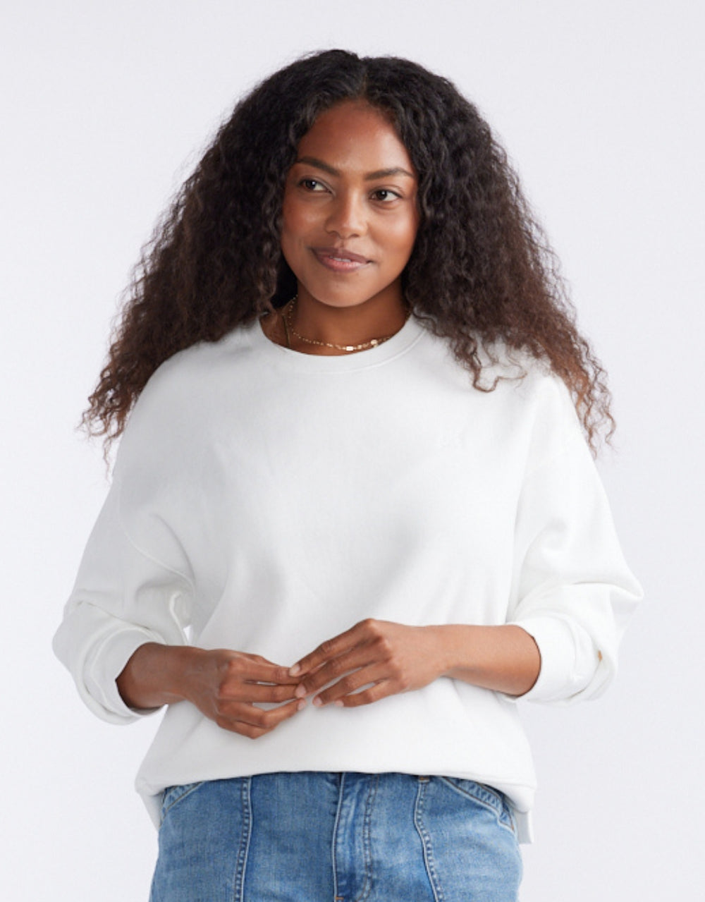 The Monogram Lounger Fleece Crew - White