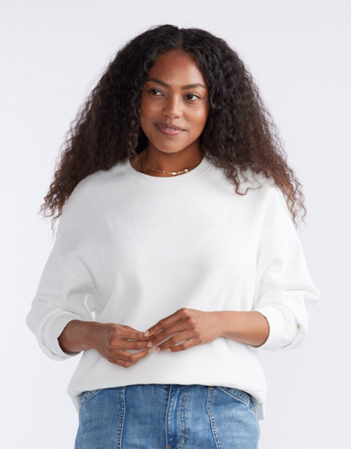 The Monogram Lounger Fleece Crew - White