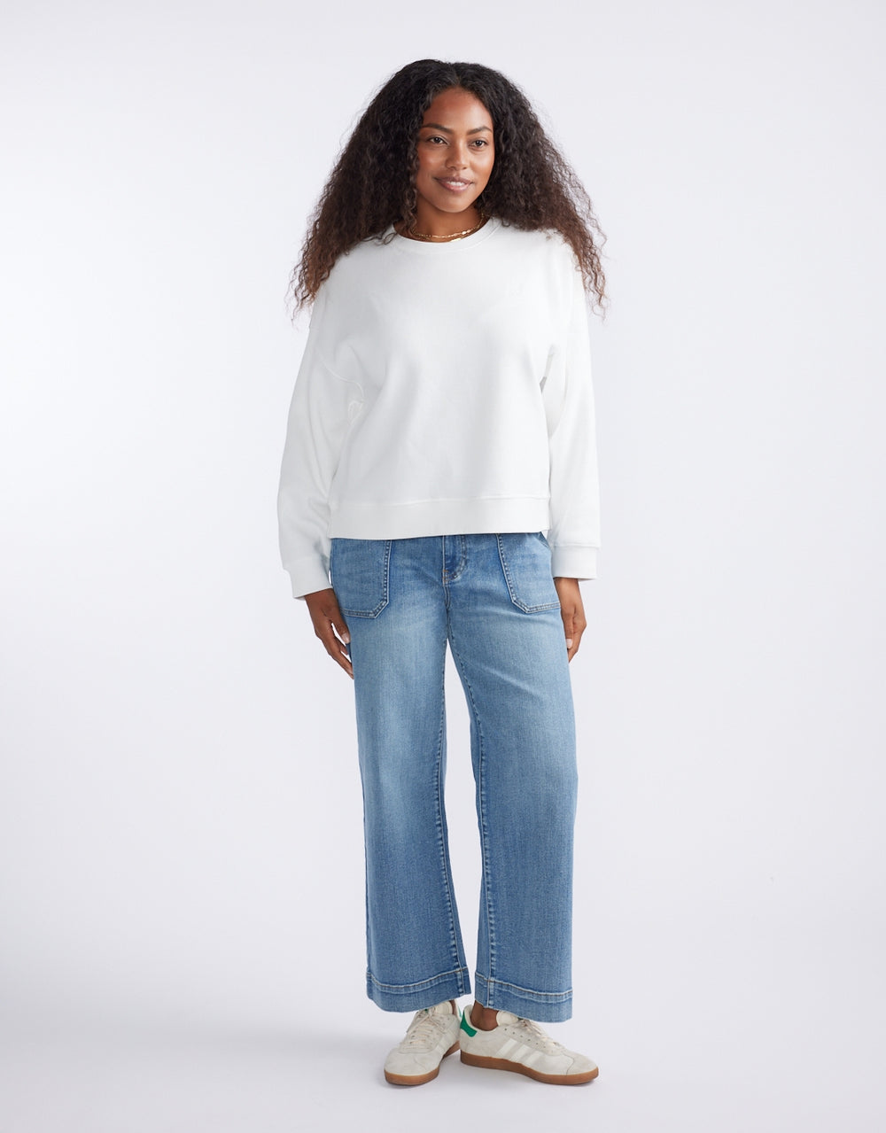 The Monogram Lounger Fleece Crew - White