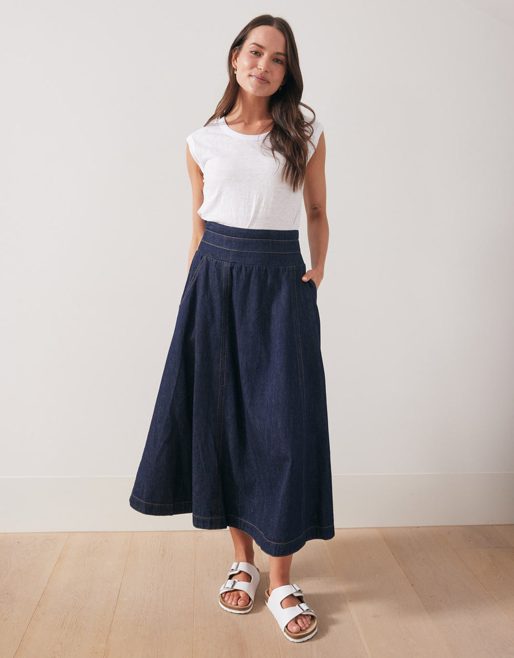 Dakota Denim Midi Skirt - Dark Denim