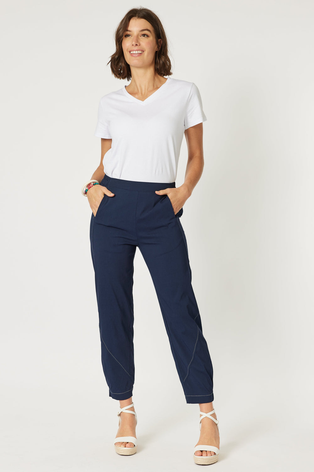 Parachute Stitch Detail Pants - Navy