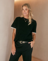 Frenchie Cotton Cashmere Tee - Black
