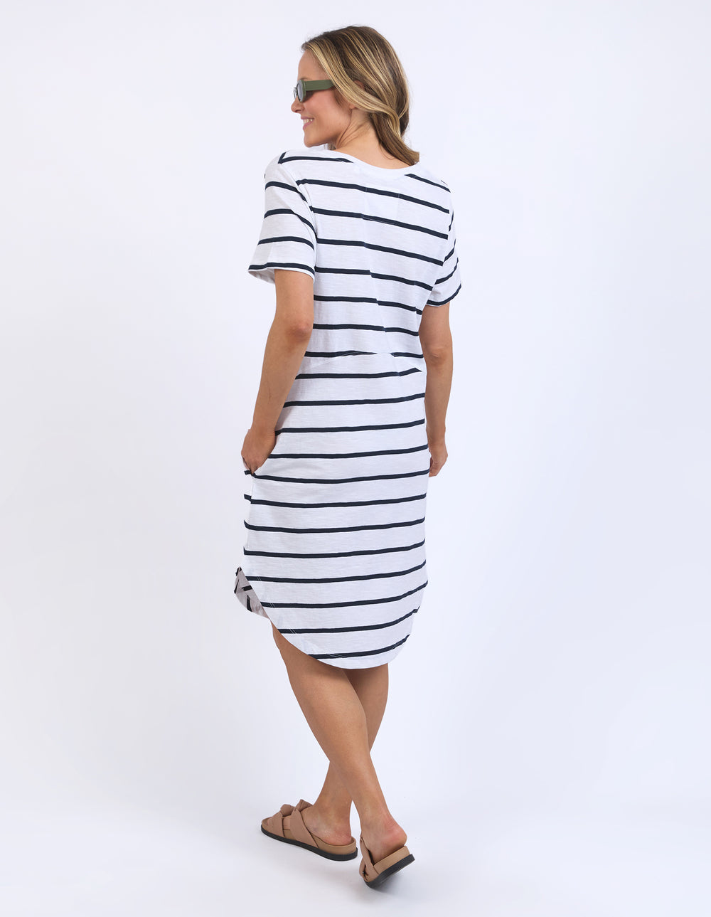 Bay Stripe Dress - White/Dark Sapphire Stripe