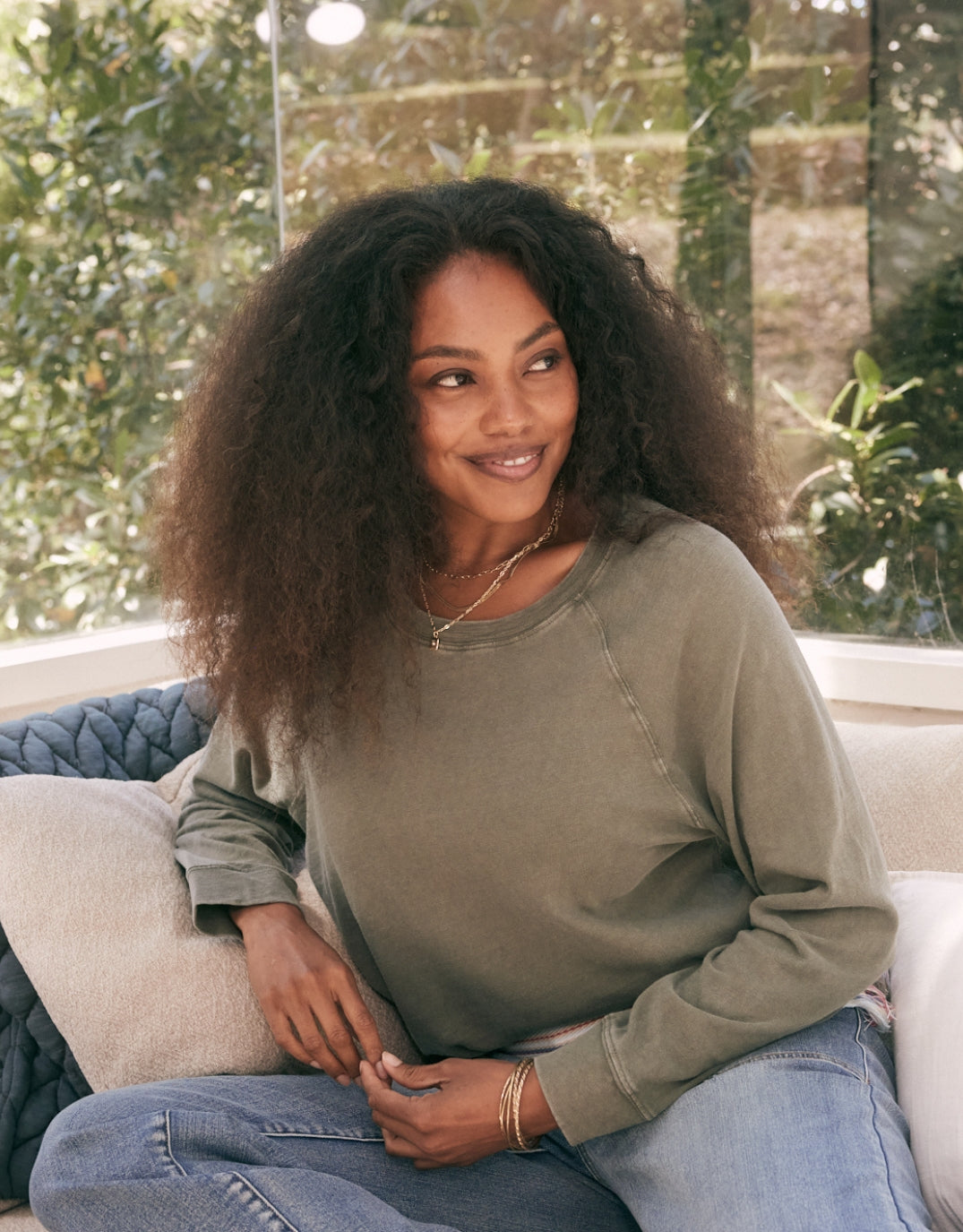 Sunset Throw On Top - Washed Khaki