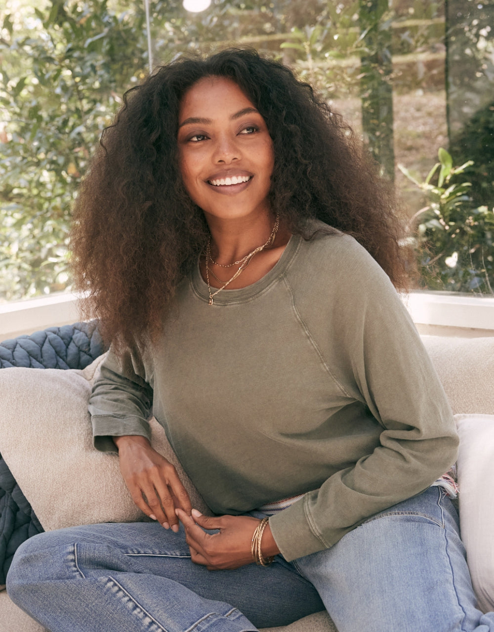 Sunset Throw On Top - Washed Khaki