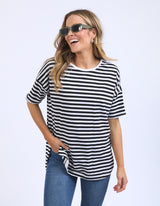 Lauren Short Sleeve Tee - Black/White Stripe