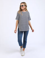 Lauren Short Sleeve Tee - Black/White Stripe