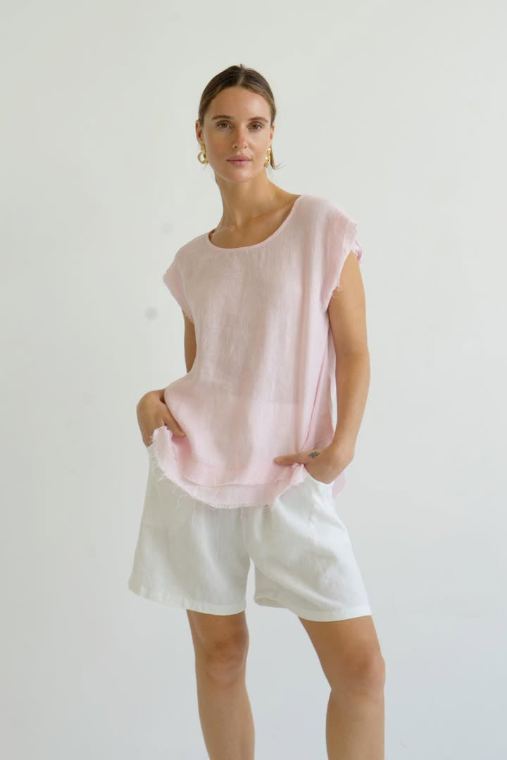 Linen Shell Top - Pink