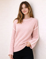 Brielle Blanket Stitch Knit - Blush