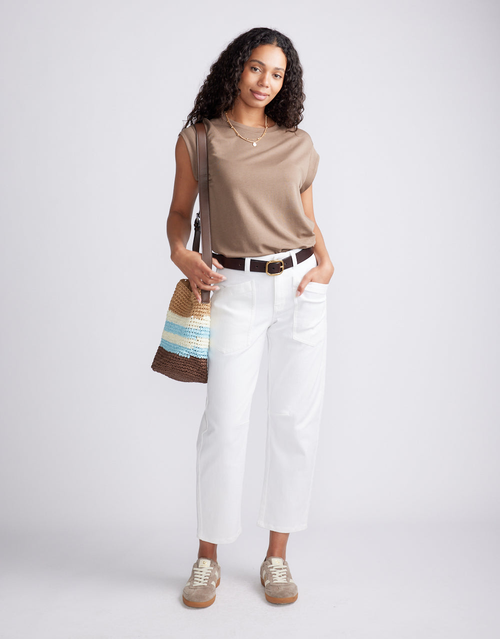 The Edit Cap Sleeve Tank - Chocolate