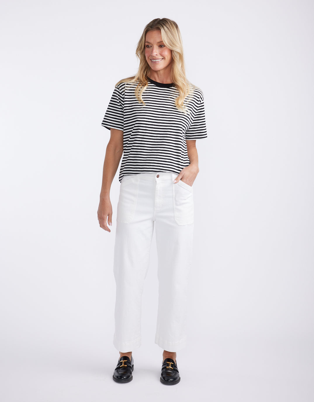Relaxed Tee - Black/White Stripe