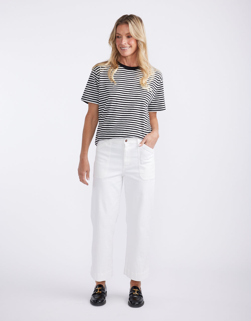 Relaxed Tee - Black/White Stripe