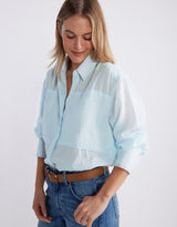 Chloe Panel Shirt - Ice Blue