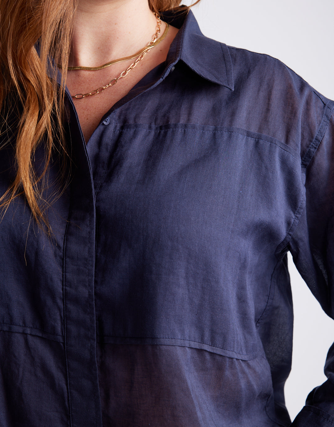 Chloe Panel Shirt - Navy