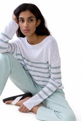 Bobbie Top - White/Duck Egg