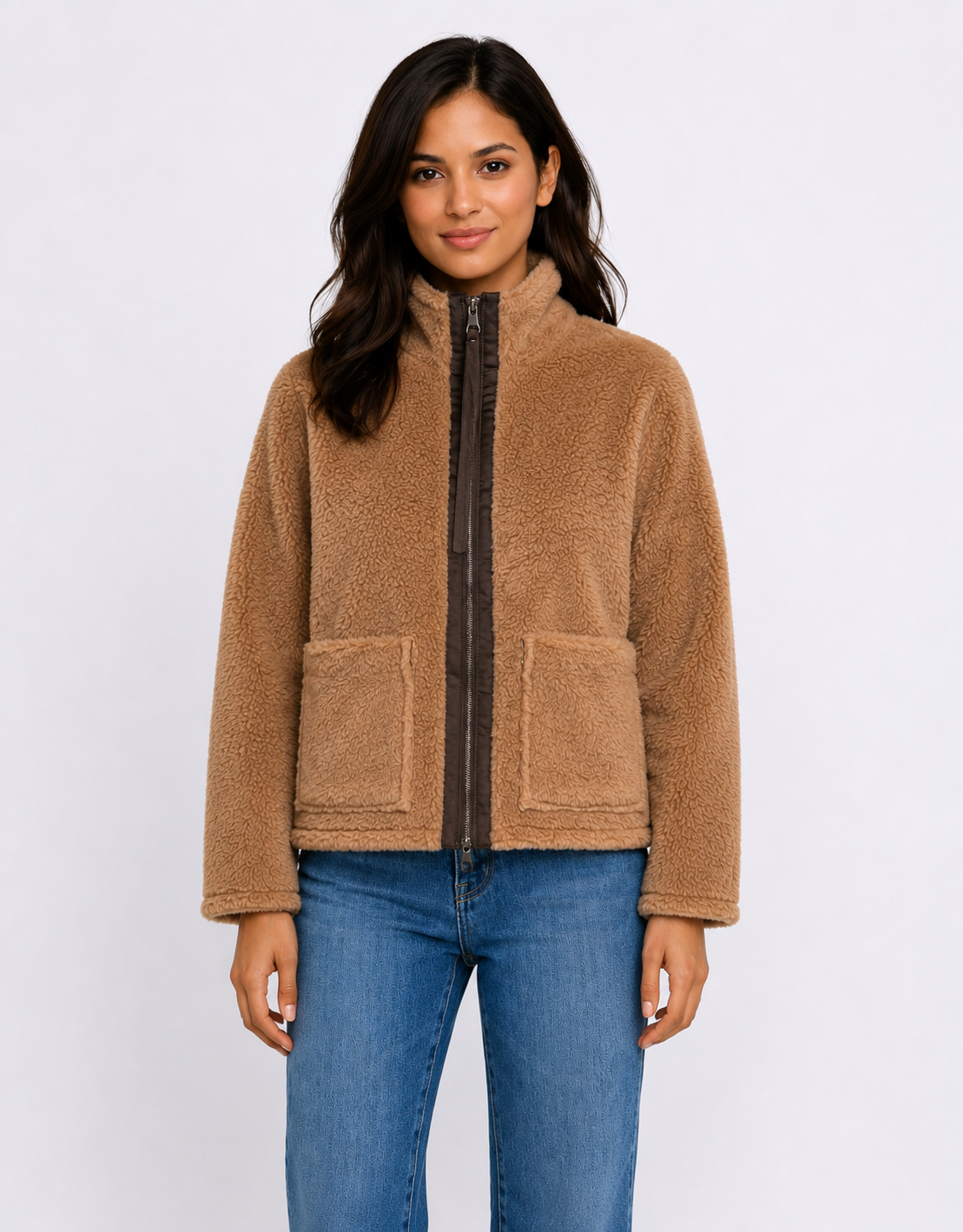 Layla Teddy Fleece Jacket - Tan