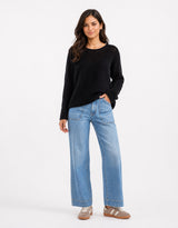 Dawn Crochet Knit Jumper - Black