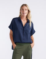 Effortless Drape Shirt - Dark Navy
