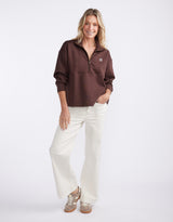 Escape Super Soft Half Zip Top - Chocolate