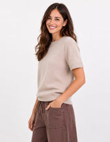 Goddess Wool Cashmere Knit Tee - Oat