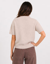 Goddess Wool Cashmere Knit Tee - Oat