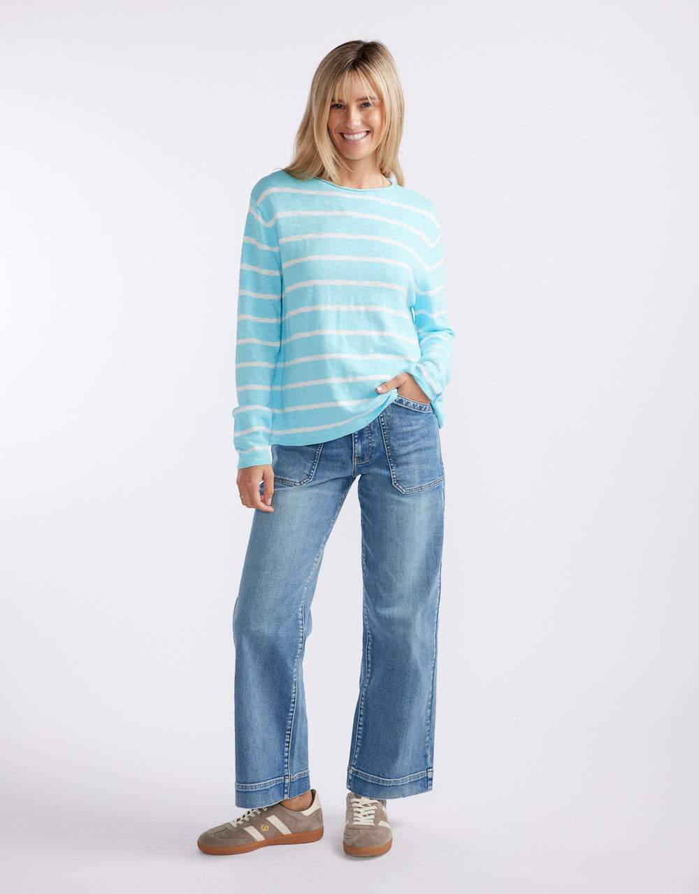 Harper Sweater - Ice Blue/White