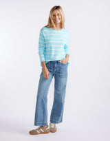 Harper Sweater - Ice Blue/White