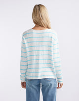 Harper Sweater- White/Ice Blue