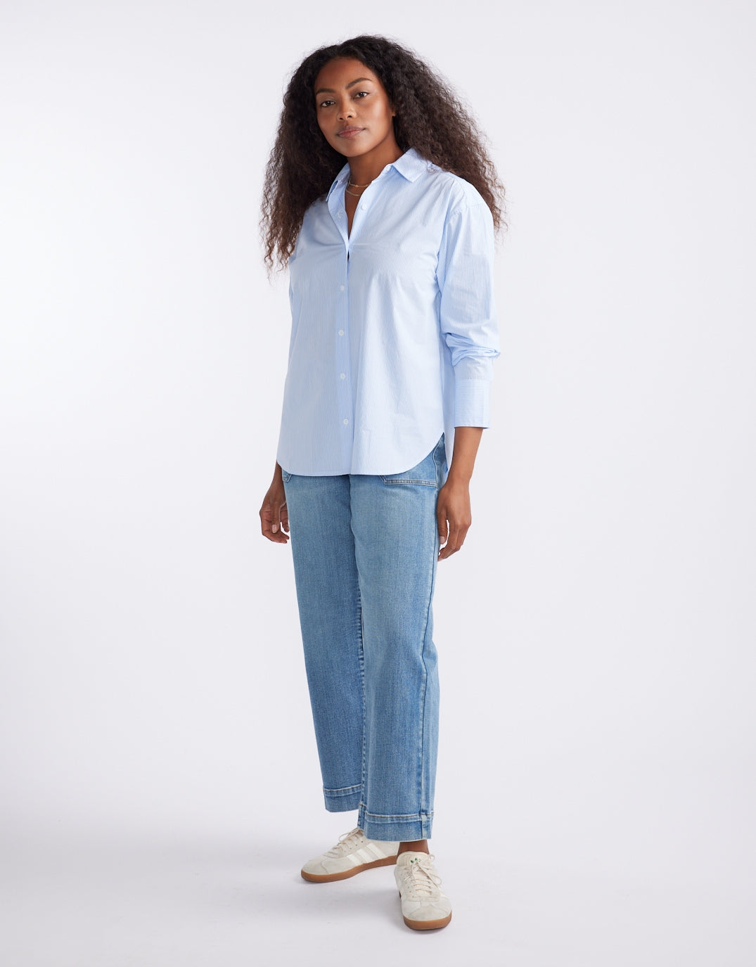 Hayley Classic Shirt - Blue Thin Stripe