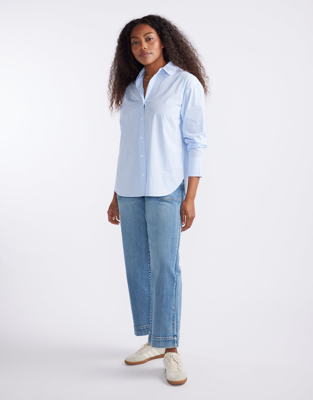 Hayley Classic Shirt - Blue Thin Stripe