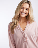 Henley Sunset Top - Dusty Pink
